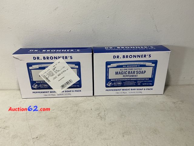 Lot 44-538j - Dr. Bronners Peppermint Magic Bar Soap 6-Pack See All Photo's Not Tested E-Commerce Return, A basic inspection has been given to this item. ...