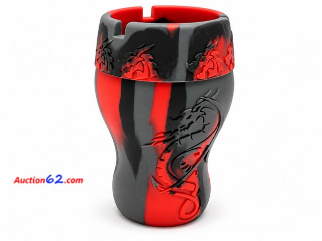 Lot 44-6136m - Red and Black Silicone tray featuring an embossed dragon design on the exterior. Flame Resistant. Appears New, A basic inspection has been g...