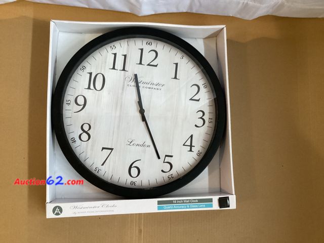 Lot 44-7715i - Lot of (1) 16” wall clock.  Appears New, A basic inspection has been given to this item. Sold AS-IS. See All Photo's