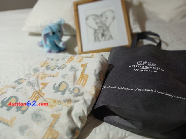 Lot 44-2005k - One new with tag elephant print, 12" x 10  1/2" , one new without tag elephant, one gently used elephant and giraffe blanket and one new in ...