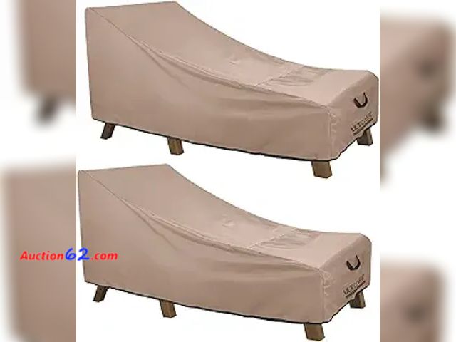 Lot 44-5124b - ULTCOVER Waterproof Patio Lounge Chair Cover Heavy Duty Outdoor Chaise Lounge Covers 2 Pack - 84L x 32W x 32H inch. Brown. New. Opened for p...