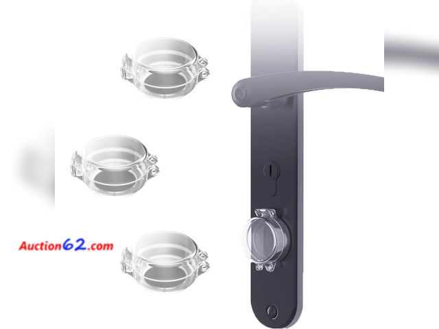 Lot 44-1570e - UtySty 3 Pack Keyed Entry Door Knob Deadbolt Secure Cover Baby Proofing Adhesive Deadbolt Lock Child Safety Protector for Ball Door Knobs wi...