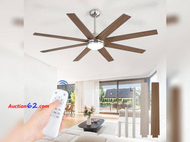 Lot 44-163 - $179.99 Retail price - Fanbulous 65 Inch Ceiling Fans with Lights and Remote, Brush Nickel Indoor/Outdoor Ceiling Fan with Quiet Reversible ...