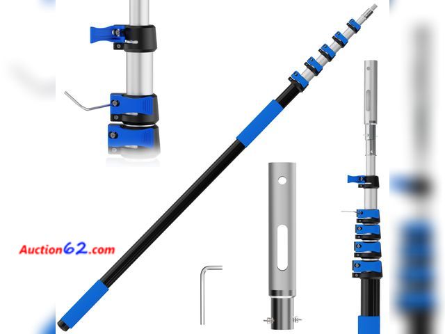 Lot 44-597e - TONYINGO 5-20 FT Telescopic Pool Pole, Aluminum Alloy Extension Pole with Flip-Lock &amp; Screw Lock, Adjustable Pool Pole for Skimmer Nets,...