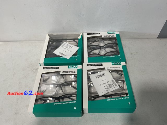 Lot 44-588j - Foster Grant Design Optics +2.00 Reading Glasses 3-Pack Used See All Photo's