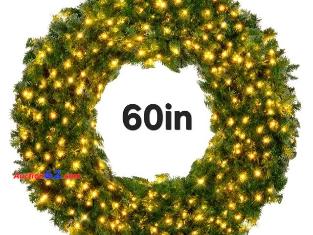Lot 44-6961w - 60in Pre-Lit Artificial Fir Christmas Wreath w/ LED Lights, Plug-In, PVC Tips Appears New, A basic inspection has been given to this item. S...