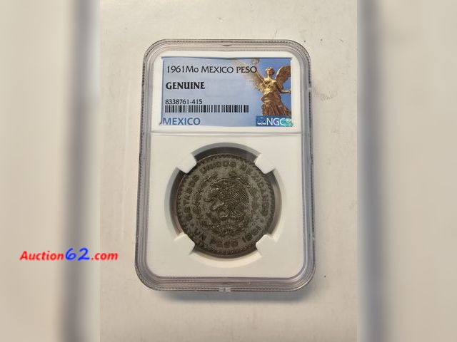 Lot 44-8313u - 1961Mo MEXICO SILVER PESO GRADED GENUINE BY NGC.-T