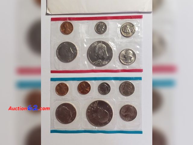 Lot 44-8507g - 1973 MINT SET W/EISENHOWER DOLLARS, KENNEDY HALVES, WASHINGTON QUARTERS, ROOSEVELT DIMES, JEFFERSON NICKELS AND LINCOLN CENTS. ALSO HAS THE ...