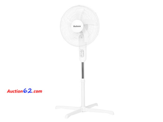 Lot 44-829f - Holmes 16" Blade Breeze Manual Stand Oscillating Fan White Not Tested Appears New with box damage
