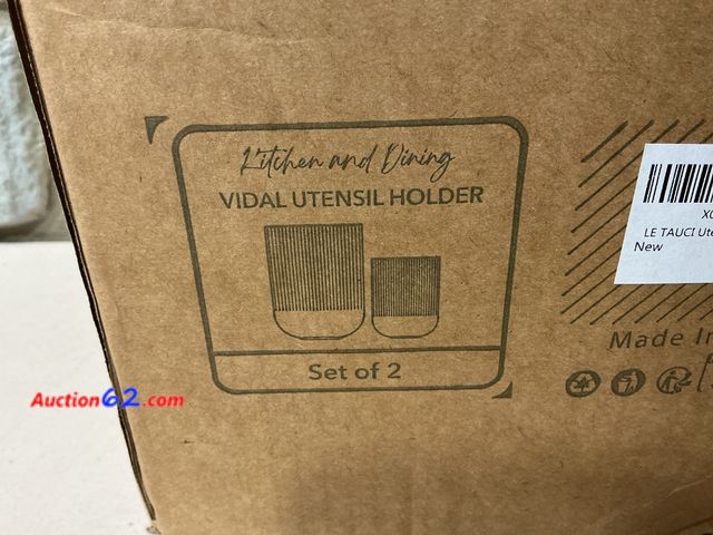 Lot 44-1841 - VIDAL Utensil Holder, Set of 2 - Kitchen and Dining, Oatmeal Gray See All Photo's Not Tested Appears New, A basic inspection has been given ...