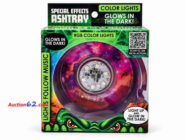Lot 44-6183m - Light up and Glow in the dark special effects ashtray. Lights follow the music, Appears New, A basic inspection has been given to this item....