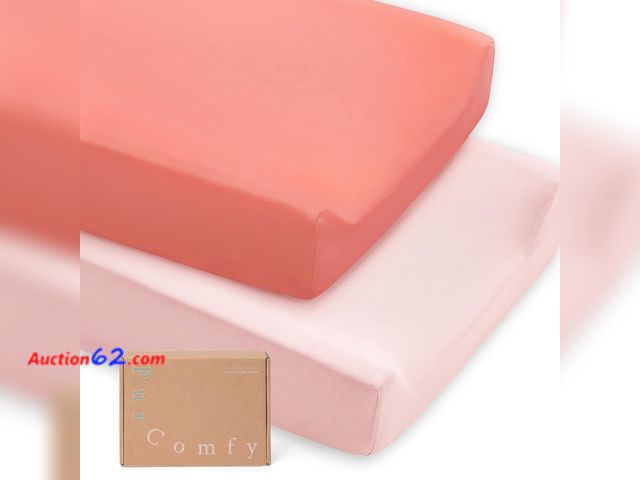 Lot 44-7327w - Lot of (2) PurComfy supersoft diaper changing pad covers, 2-pack premium bamboo viscore table pad covers for baby girls and boys, hypoallerg...