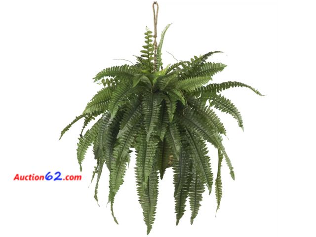 Lot 44-684b - Retail value $55- Large Artificial Boston Fern Hanging Basket 1. Appears New, A basic inspection has been given to this item. Sold AS-IS. 4....