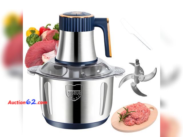 Lot 44-1136j - Electric Food chopper, Food Processors, Meat Grinder, 800W, 18/10 Stainless Steel, 3L Capacity,Vegetable Chopper,5-key Buttons,Quadruple-Lay...