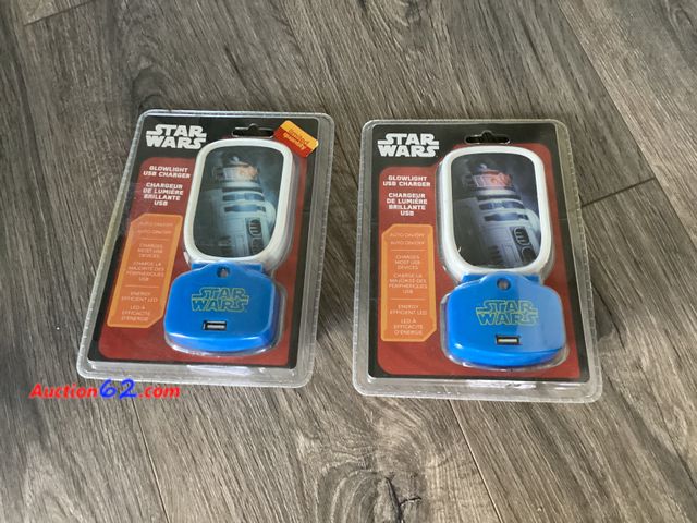 Lot 44-2097m - Retail $50 - Lot of 2 Star Wars Glowlight USB charger. Appears New, A basic inspection has been given to this item. Sold AS-IS. See All Phot...