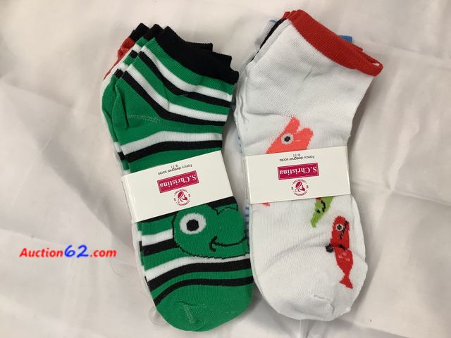 Lot 44-7518p - 6 pair, S. Christina woman’s fancy socks sizes 9-11 all different colors. NEW. See All Photo's Not Tested Never opened, Factory Sealed Unmar...