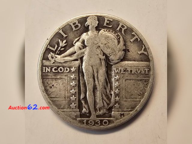 Lot 44-8359u - 1930 STANDING LIBERTY 90% SILVER QUARTER. MINTED IN PHILADELPHIA.-NT
