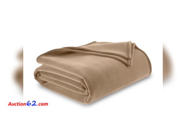 Lot 44-2573w - Vellux 1B07049 Original Insulating Core Hotel Style Solid blanket Machine Washable Soft Cozy Warm Pet Friendly Bed Sofa Blankets, Twin, Beig...