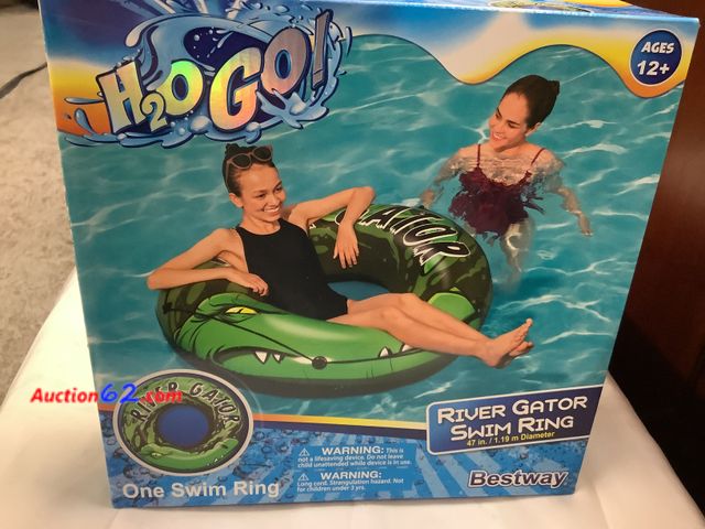 Lot 44-6154a - RIVER GATOR SWIM RING, Ages 12+, Wraparound Grab Rope. See All Photo's Not Tested Never opened, Factory Sealed