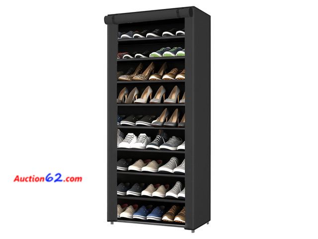 Lot 44-2796 - 9-Tier Shoe Rack with Dustproof Cover Holds -Tall Shoe Rack Organizer Large Capacity Shoe Shelf Storage, Shoe Organizer for 27-30 Pairs of S...