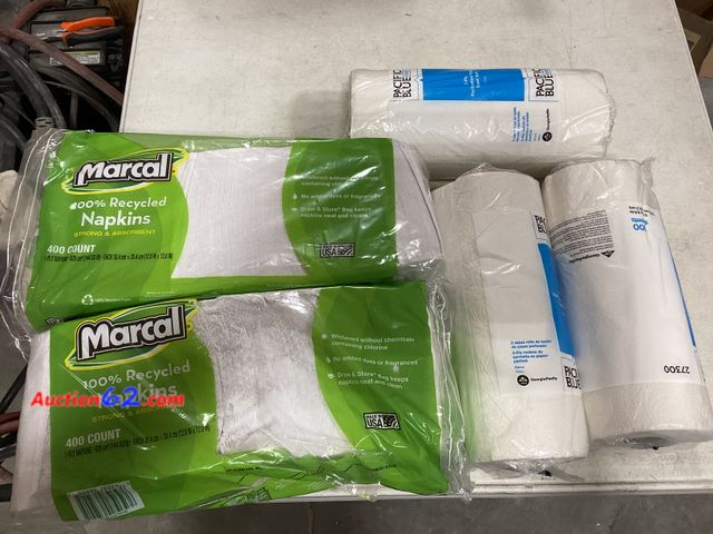 Lot 44-207b - Lot of Marcal Napkins and Pacific Blue Paper Towels  1. Appears New, A basic inspection has been given to this item. Sold AS-IS.