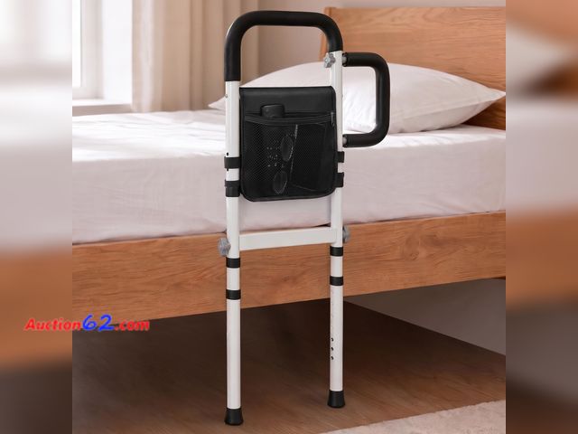 Lot 44-312 - Bed Rails for Elderly Adults Safety, ASTM Certified Bed Rail for Seniors with Motion Sensor Light, Non-Slip Handle &amp; Storage Bag, Height...