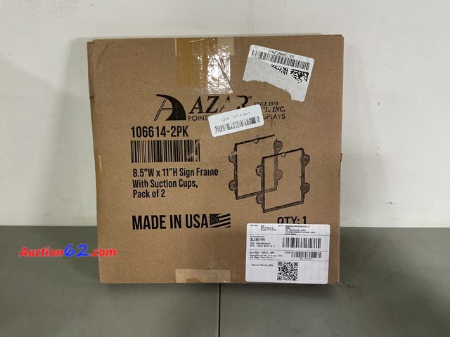 Lot 44-1893i - Azar Displays 106614-2PK Sign Frame - 8.5" x 11", with Suction Cups, Pack of 2, Made in USA Not Tested See All Photo's Appears New, A basic ...