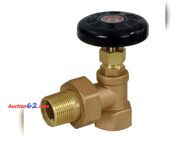 Lot 44-1914a - Midline Valve IXW-U034 Heavy Duty Hot Water Steam Radiator Valve; Air Vent Temperature Control; 3/4 in. FIP x Male Union; Brass See All Phot...