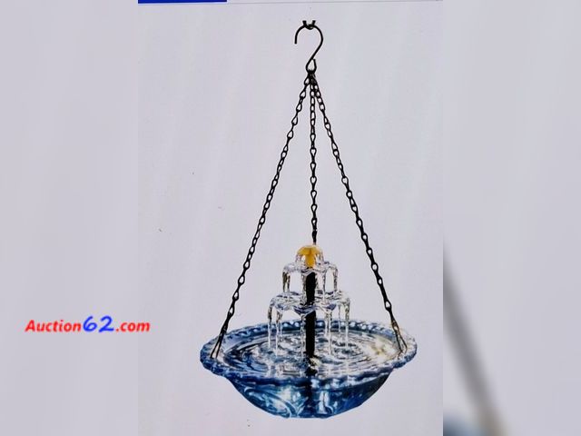 Lot 44-7494a - Solar hanging bird bath fountain, solar powered bird bath for outdoors with cascading water feature, decorative hanging bird bath bowl for g...