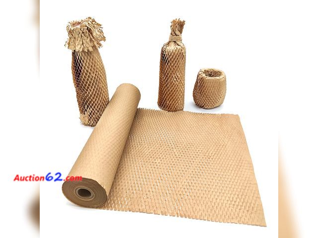 Lot 44-9014 - Lot of (2) Honeycomb Packing Paper, 12" x 55' Honeycomb Cushioning Wrap Roll for Moving Shipping Packaging Gifts, Recyclable Honeycomb Paper...