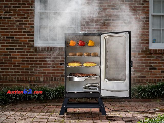 Lot 44-52b - Retail value of $505- Masterbuilt® 40-inch Digital Electric Vertical BBQ Smoker with Leg Kit, Side Wood Chip Loader and 970 Cooking Square I...