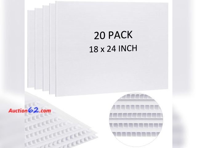 Lot 44-156 - Patelai 20 Pcs 18 x 24 Inches Corrugated Plastic Sheet Corrugated Poster Board 4mm Thick Waterproof Blank Board Sheets Plastic Yard Sign for...