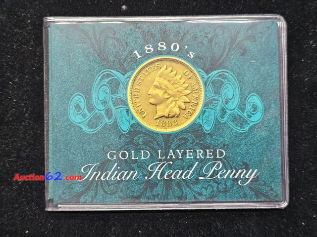 Lot 44-8325o - 1880's GOLD LAYERED INDIAN HEAD PENNY. COMES W/CERTIFICATE OF AUTHENTICITY.-NT
