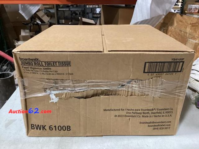Lot 44-188b - Boardwalk 6100 JRT Bath Tissue, Jumbo, Two-Ply, 1000 ft, White (Case of 12)-A Few Rolls Have Damage- See Photos  - 2. Ecommerce Return, A ba...