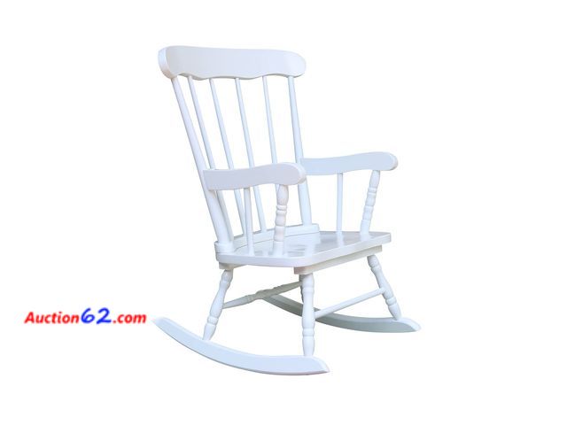 Lot 44-1509w - $102.99 Retail price - IC International Concepts, Juvenile Rocker, 45lbs wt capacity, Solid Real Wood, Sturdy Parawood, White Not Tested See...