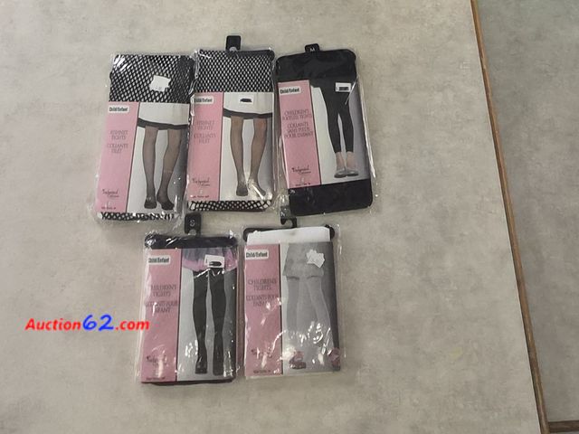 Lot 44-3023i - New Lot of 5 Pairs Child Stockings and Tights - New - See pictures for styles and types -