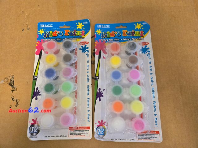 Lot 44-6886g - Lot of 2 BAZIC Watercolor Paint w/Brush 60 ml, 12 Colors Non-Toxic Paint Set, for Hobby Fun Vibrant Color Painting Art Supplies
