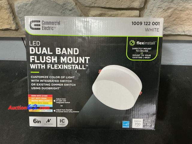 Lot 44-1394m - Flexinstall Dual Band 6 in. White Integrated LED Ceiling Light with 5CCT Plus DuoBright E-Commerce Return, A basic inspection has been given...