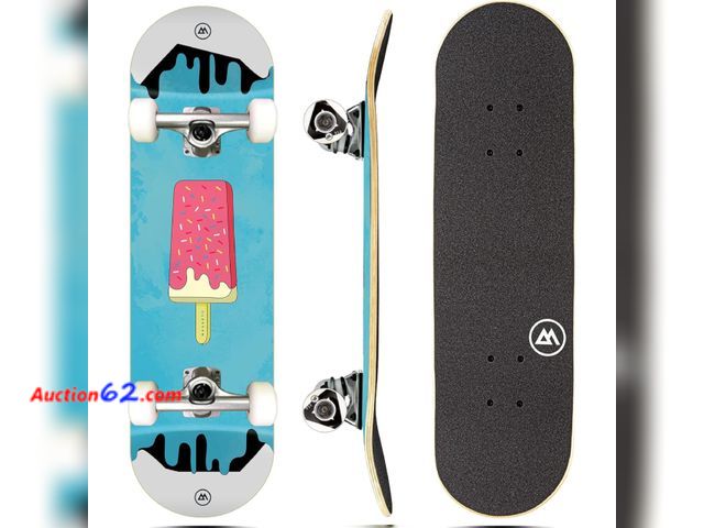 Lot 44-631j - Magneto Kids Skateboard - 7-Ply Maple Deck - Double Kicktail Tricks for Girls Skateboard - Smooth 51mm 95A Wheels &amp; Ice Cream Graphic - ...