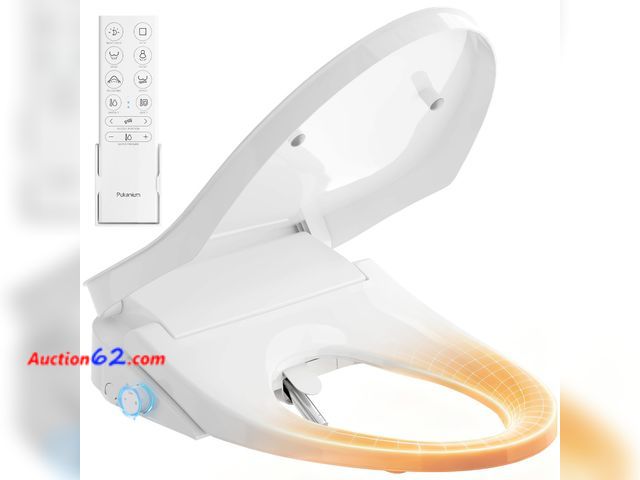 Lot 44-1975 - $198.99 Retail price - PUKANIUM Heated Smart Toilet Seat with Feminine Wash &amp; Dryer, Elongated Bidet with Adjustable Water Temperature, ...