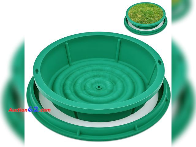 Lot 44-1822w - $96.99 Retail price - Kritkin 24 Inch Round Septic Tank Lid Green Covers decorative Recessed Round Septic Tank Lid with Base Hidden Sewage B...