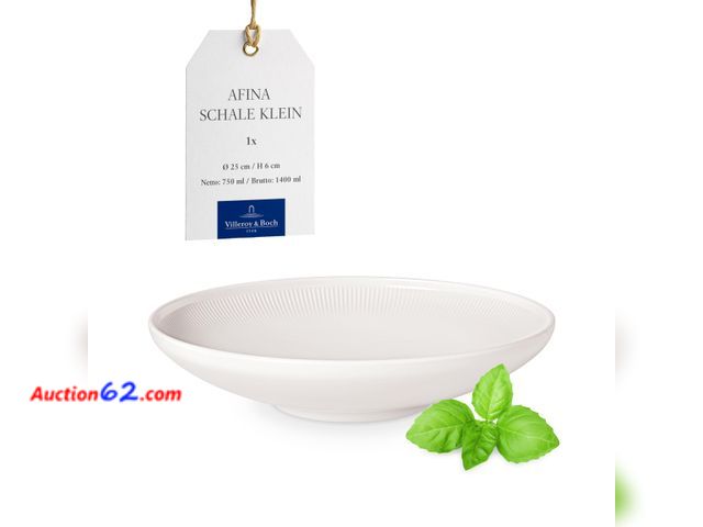 Lot 44-1148j - Villeroy &amp; Boch Afina Medium Sized Bowl for Salads and Pasta, Premium Porcelain, Made in Germany, Dishwasher and Microwave Safe, 9.75 x ...