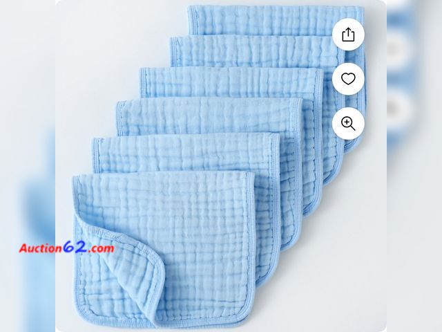 Lot 44-6631t - SoftSprout Muslin Burp Cloths, Pack of 6, 6 Layers Large 20"x10" 100% Cotton Muslin Burp Cloths for Baby, Extra Soft and Absorbent Burp Clot...