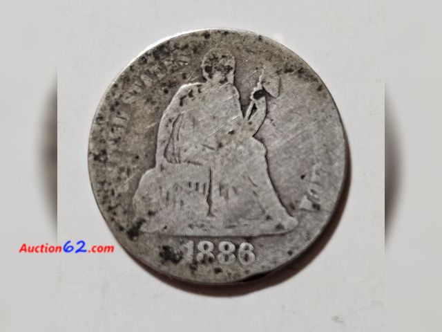 Lot 44-8350J - 1886 SEATED LIBERTY 90% SILVER DIME. MINTED IN PHILADELPHIA.-NT