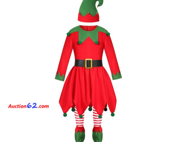 Lot 44-9065i - Gortykor Kids Christmas Elf Costume for Girls  (9-11 Years) Appears New, A basic inspection has been given to this item. Sold AS-IS.