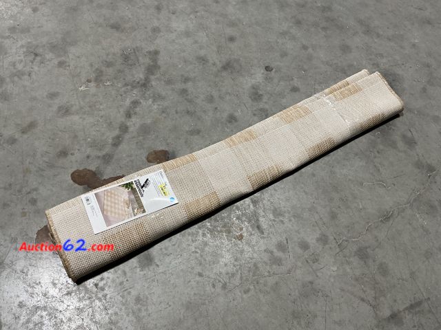 Lot 44-297 - Room Essentials Outdoor Rug 4x6 Tan Gingham Check See All Photo's E-Commerce Return, A basic inspection has been given to this item. Sold AS...
