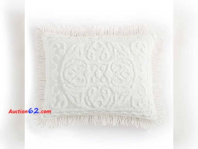 Lot 44-4010w - Beatrice Home Fashions Medallion Chenille Bedspread, Standard Sham, Ivory Not Tested See All Photo's Appears New, A basic inspection has bee...