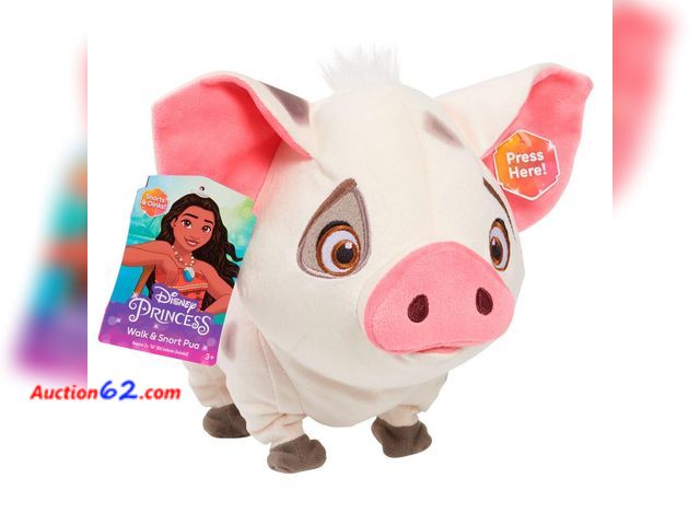 Lot 44-1649 - Disney Princess Moana Walk &amp; Snort Pua Plush, Sounds, Movement, Stuffed Animal, Pig, Kids Toys for Ages 3 Up by Just Play Appears New, A...