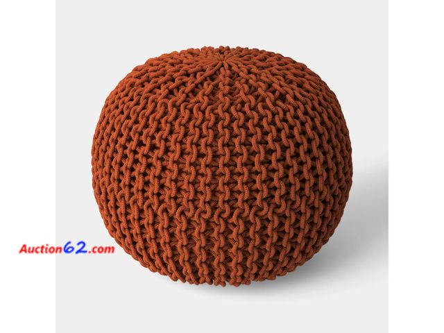 Lot 44-167e - Hand-Knitted Round Pouf Ottoman - Terracotta See All Photo's Appears New, A basic inspection has been given to this item. Sold AS-IS.