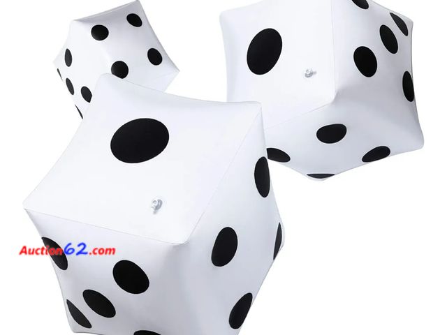 Lot 44-6535p - 3 Pack Large Inflatable Dice Jumbo Giant Inflatable Dice for Indoor Outdoor Broad Game Ludo Pool Party Favor(12 Inch,White) Appears New, A b...